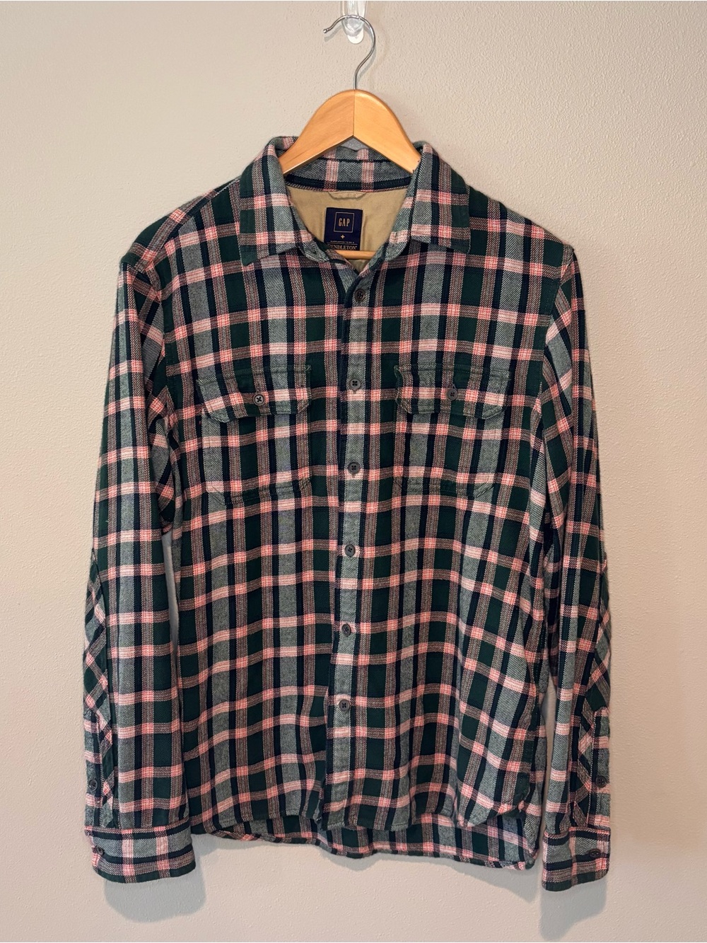 GAP & PENDLETON Men's Green & Pink Plaid Button-Up Shirt Medium Regular - Picture 1 of 10
